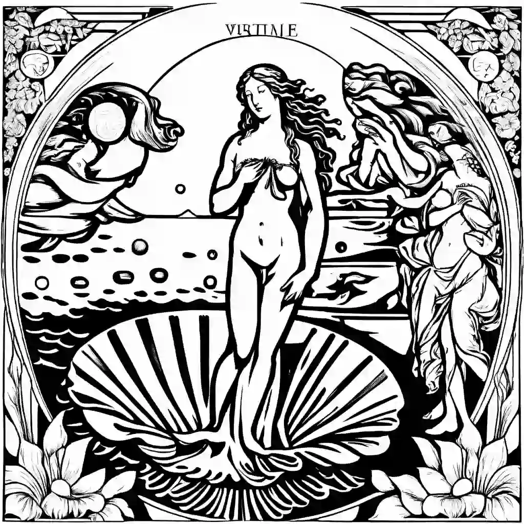 The Birth of Venus by Sandro Botticelli coloring pages